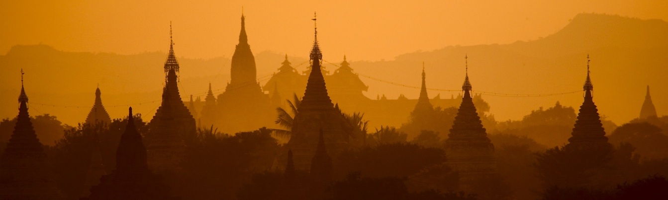 Vaporous and mysterious Bagan in the sunset, Burma