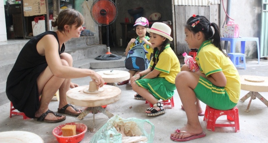 Making pottery by yourself in Bat Trang Pottery Village Hanoi