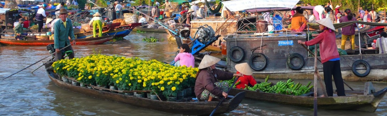 Cai Be floating market in Tien Giang River