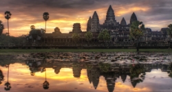 Incredible sunset imagine in Angkor Wat
