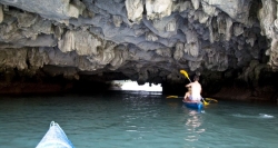 Kayaking is one of the most interesting activities on Halong Bay