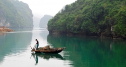 A silent fisherman is a similar imagine in Halong Bay Cruise Tour