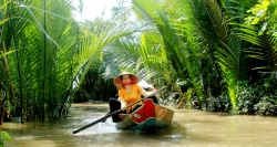 Rowing on the narrow canals of Mekong is a beloved activity