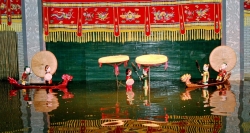 Water puppet with the folk story about Vietnamese cultivating water rice agriculture