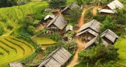 Ta Van village with rice-terraces and cart-track