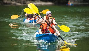 Kayaking to explore the surrounding