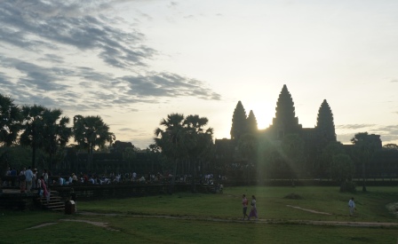Admire the breathtaking moment of Angkor Temples at the dawn.