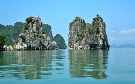 The islets on Halong Bay bring thousands of different manners