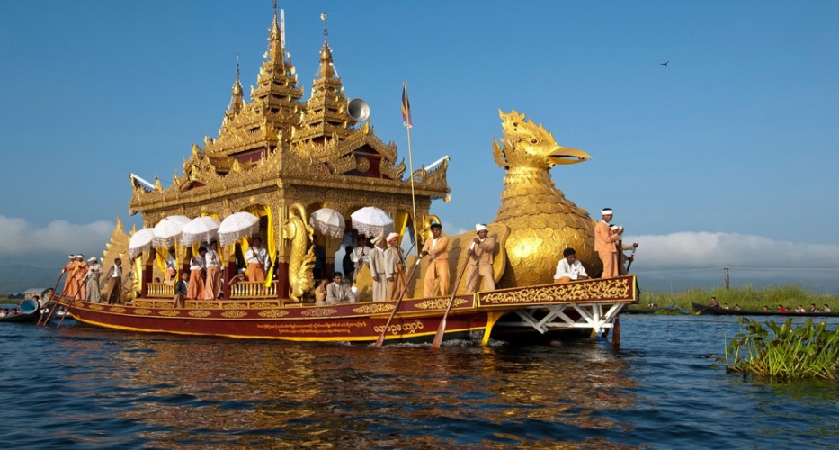Visit the Phaung Daw Oo Pagoda on the water-bank of Inle Lake