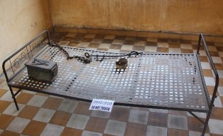 the bed was used to torture the Khmer victim in the Pol Pot genocide