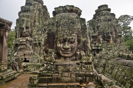 The impression faces in the gate of Angkor Thom.