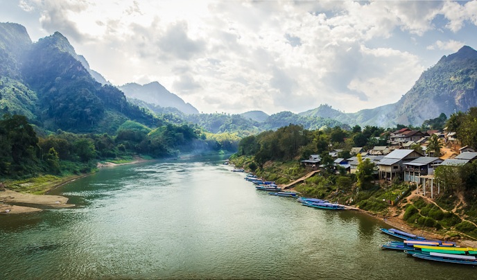 Nong Khiaw village on the banks of Nam Ou river.