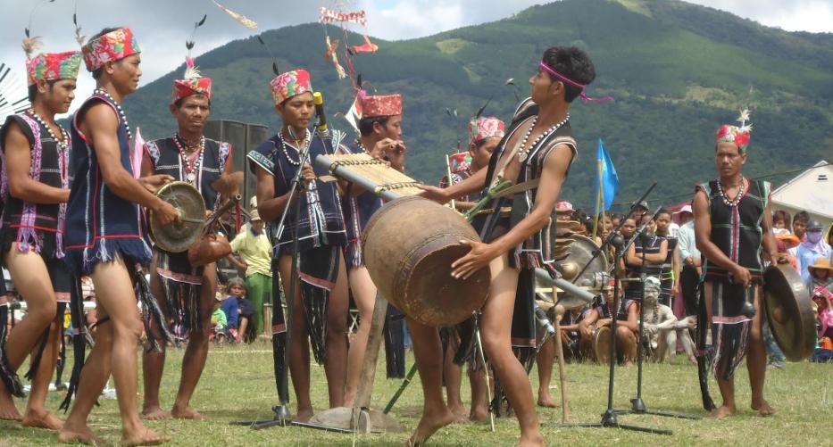 M'nong people in a their festival with gongs culture