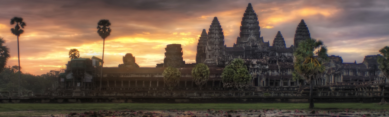 Marvelous sunset scene in Angkor Wat
