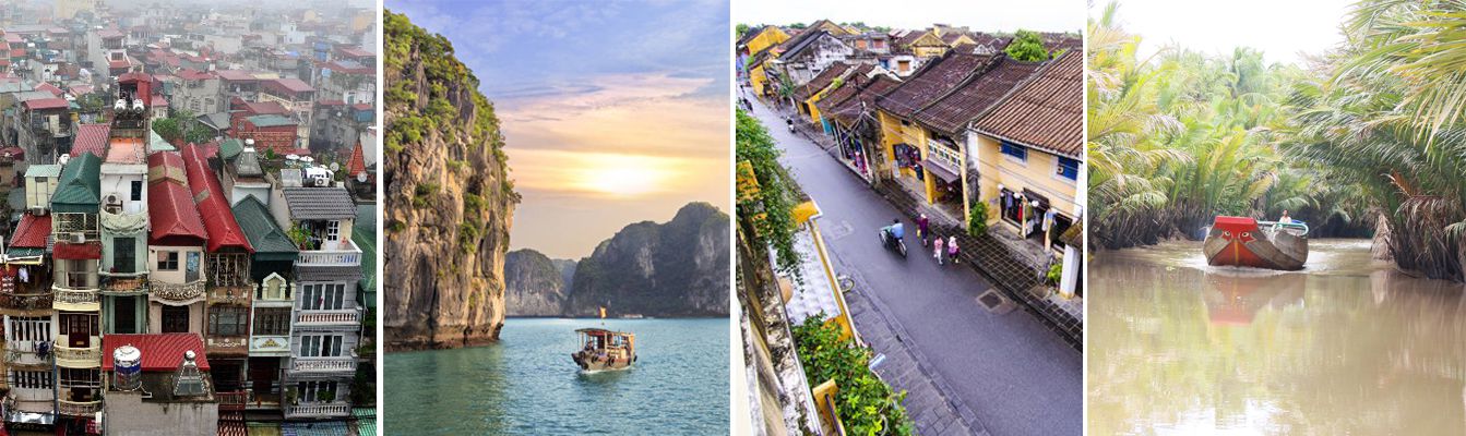 Vietnam tour 7 days with Hanoi, Halong, Hoi An and Mekong Delta.