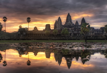Contemplate the mysterious sunrise in Angkor Wat
