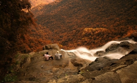 Do Quyen waterfalls with the marvelous imagine in the end of evening