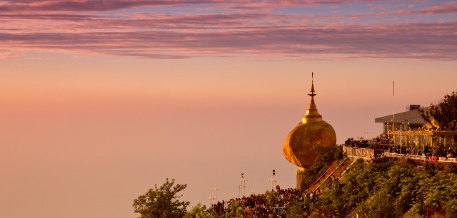 The Kyaiktiyo (Golden Rock) is a famous Buddhist site in Burma