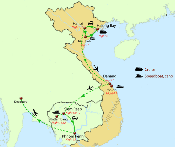 See Vietnam Cambodia Itinerary 14 days from Hanoi