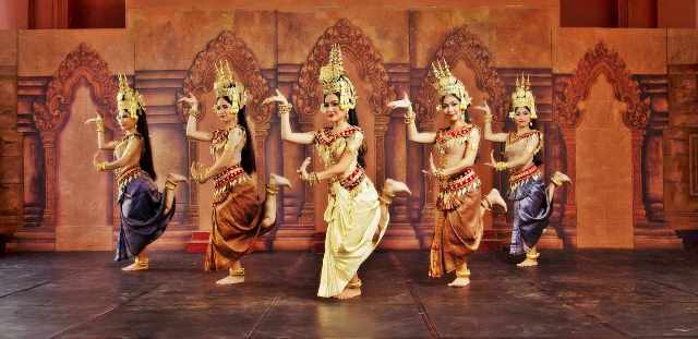 Apsara dance is famous for its elegance, nobility with gentle postures, and gestures