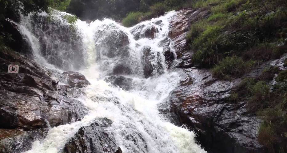 Breathtaking scene of the waterfall with very strong stream