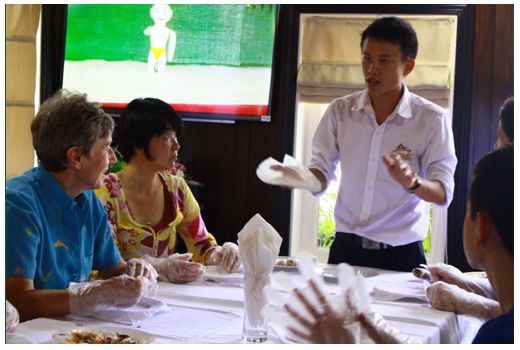 Foreigner senior in trip with Halong Bay Cruise.