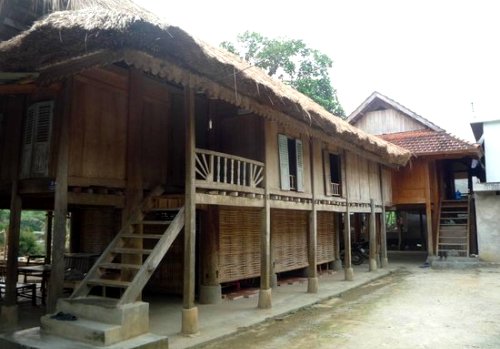 The typical stilt-house of the highlands in Vietnam.