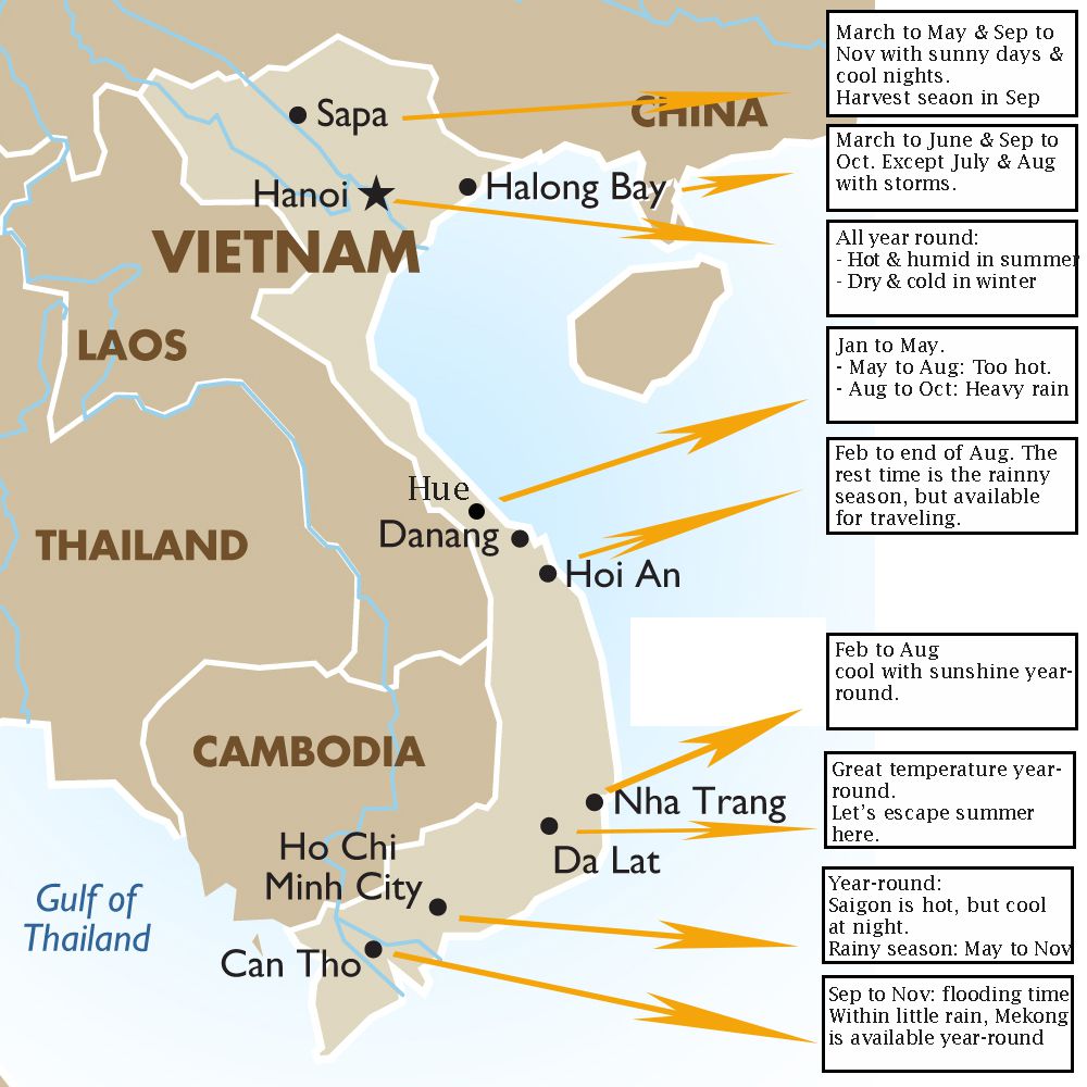 Brief Information for Vietnam trips with the best time to travel Vietnam.