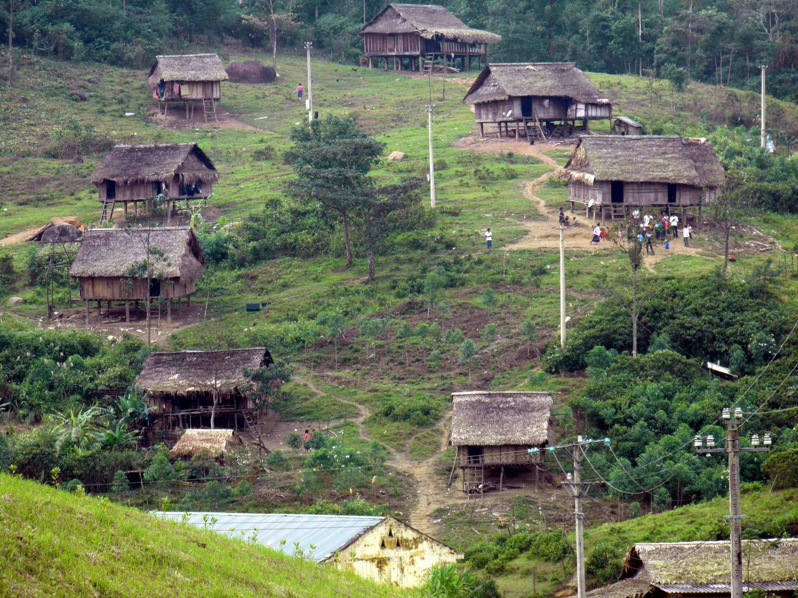 The stilt houses in the village of Thai people