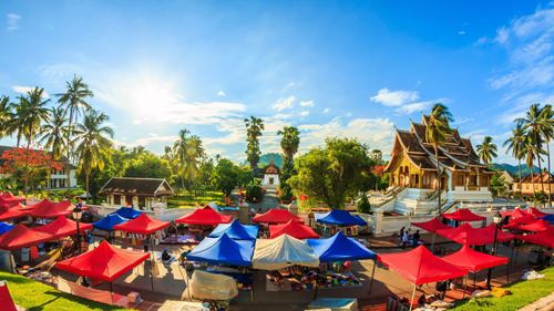 Let's saunter into the night market in Luang Prabang.