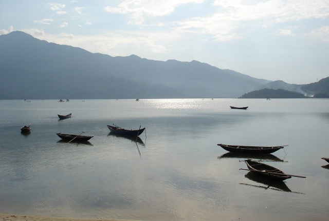 Being the blood line river of Hue, Huong River is pleasure with hundred of boat ablove