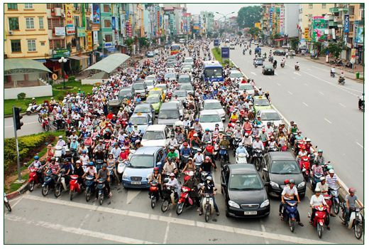 travel in Vietnam, you will be very surprised by its traffic jam with lots of scooters.